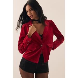 By Anthropologie Cropped Velvet Blazer L NWT